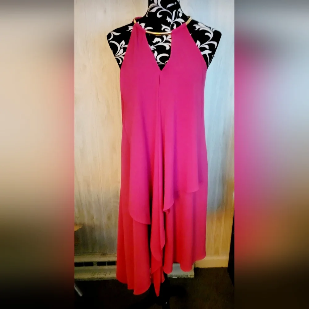 🩷 Kensie Size 8 Women's Draped Snake-Chain Keyhole Dress-ROSE - Picture 7 of 11